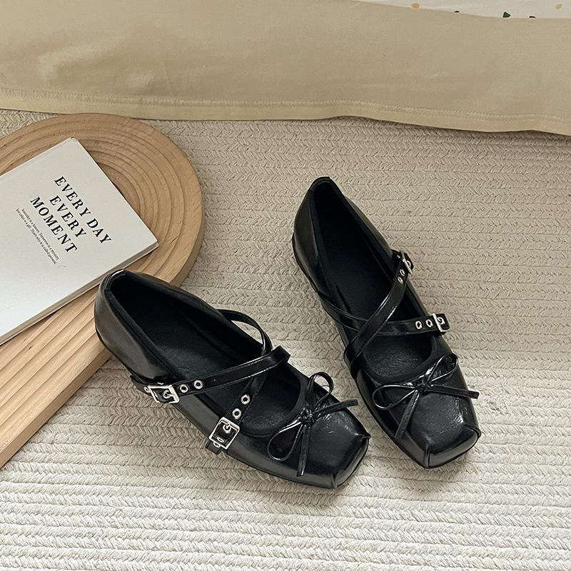 

Bow Mary Jane ballet single shoes women s 2025 summer new French light mouth with skirt low heel jk small leather shoes 35