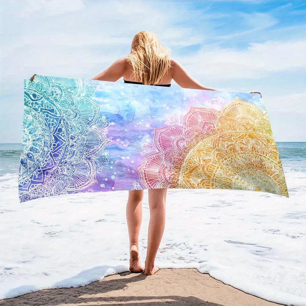 1pc Colorful Lightweight Breathable Oversized Mandala Beach Blanket - Fast-Dry Microfiber,Soft & Versatile Summer Vacation Towel
