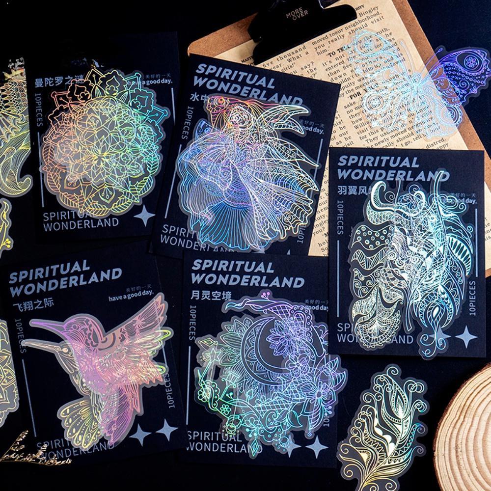1set Vintage Animal Sticker Art Aesthetic Feather Hand Account Decoration Stationery Sticker
