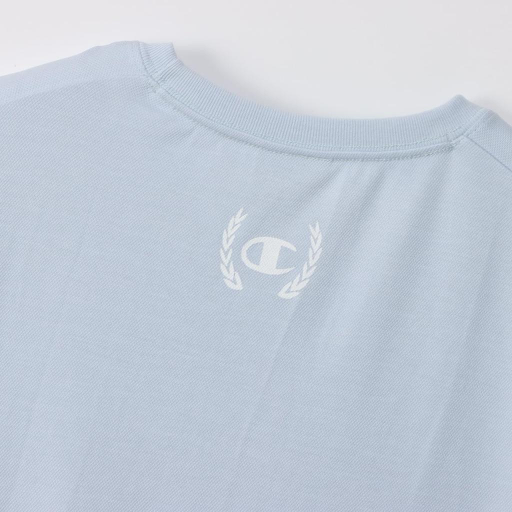 Champion Sports Short Round UV Heat Rubber Pale Sax Women's T-Shirt, CW-BS308, Sleeve, Neck, Quick-Drying, Stretch, Protection, Shielding, Print,