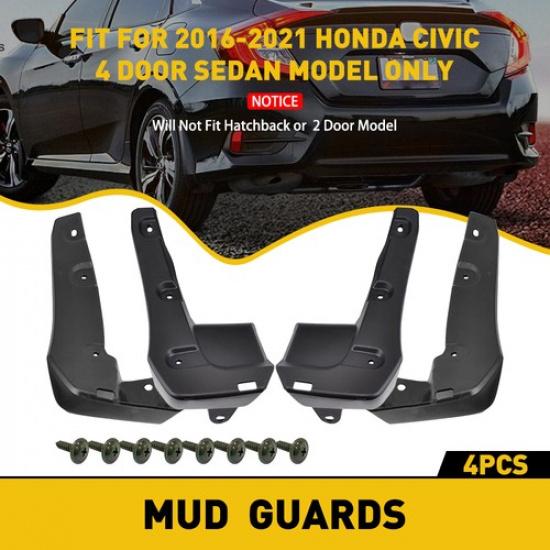 2016-2022 For Civic Honda Sedan 4 Door Mud Flaps Splash Guards Mudguards EOA