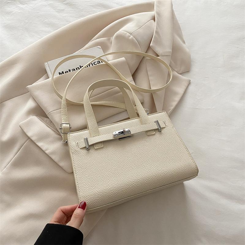 High-end Niche Lychee Pattern Platinum Bag Women's Bag 2025 Spring New Fashion Versatile Shoulder Messenger Bag