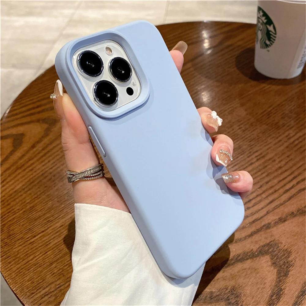 For iPhone 17 16 16Pro 15 14 Pro Max 13 12 Mini 11 Shockproof Soft Back Cover Genuine Liquid Silicone Camera Control Button Case