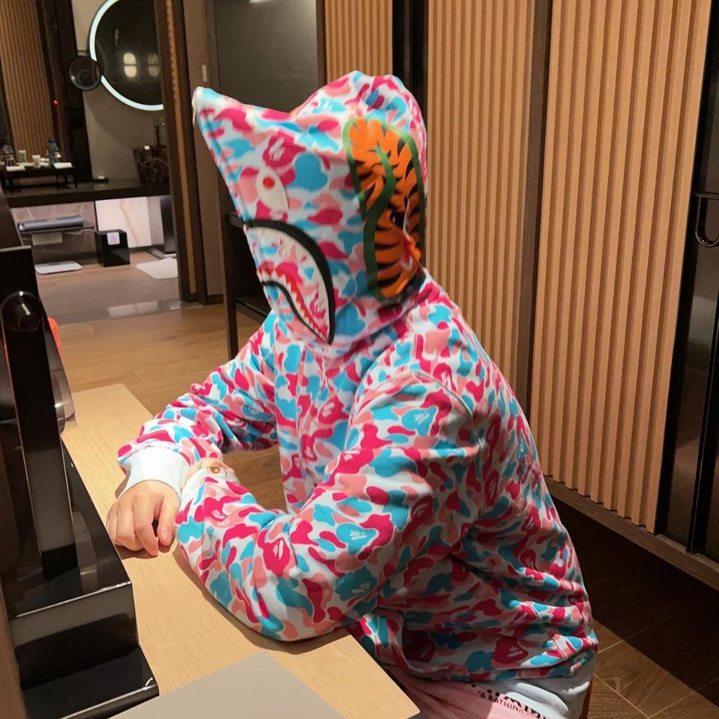 Japanese Trendy Multi-color Camouflage Shark Hoodie - Miami City Edition for Youth