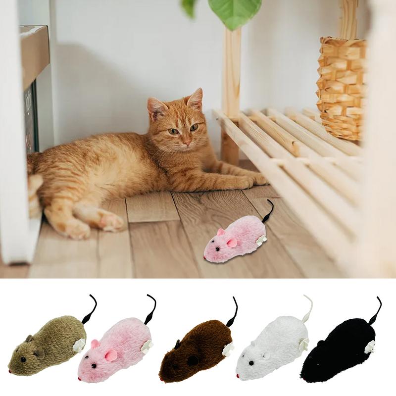 Cat Mice Toys Wind up Indoor Cat Plush Mouse Hunting Toy Plush Mice Pet Toys Clockwork Mouse Running Toy Realistic Mouse