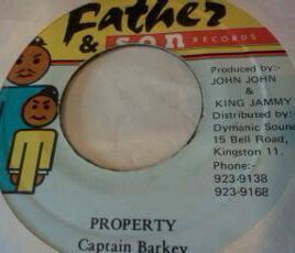 

7inch Record CAPTAIN BARKEY Property NONE Father Son Re Jamaica Reggae Ska Dub Used