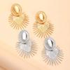 Exaggerated Metal Fan-Shaped Drop Earrings for Women Vintage Gold Color Irregular Oval Personality Earrings Jewelry Accessories