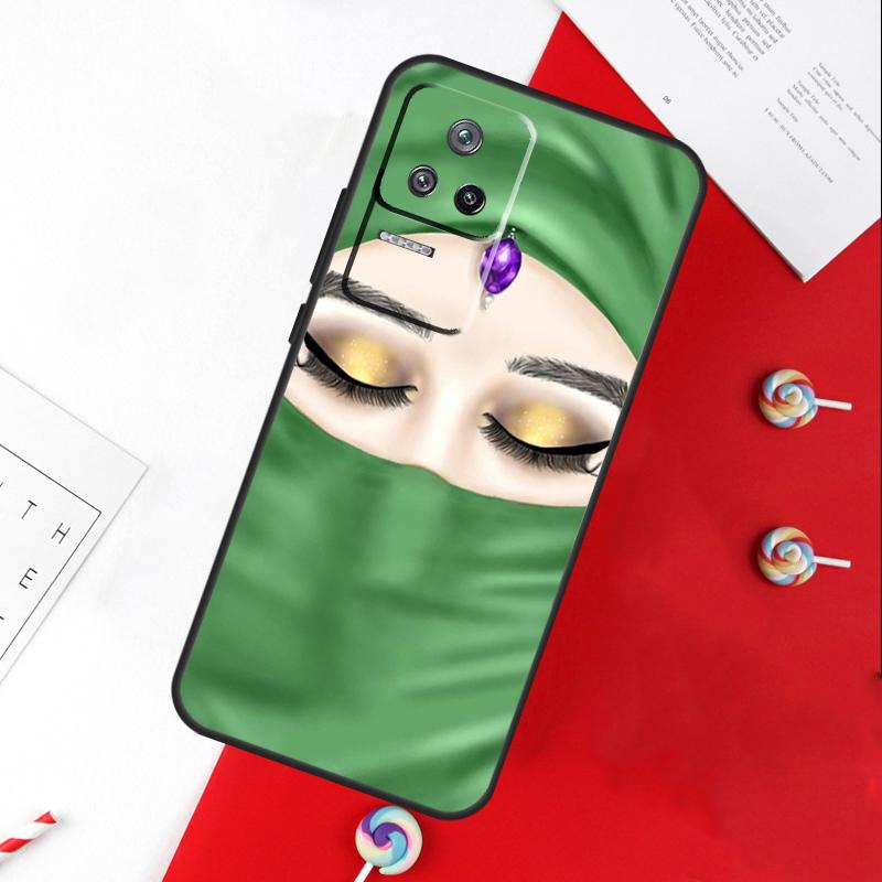 Muslim Islamic Gril Eyes Hijab Cover For Xiaomi 11T 12T 13T 14T Pro 13 14 15 Ultra POCO X7 Pro X3 X5 X6 F5 F6 M6 Pro Case