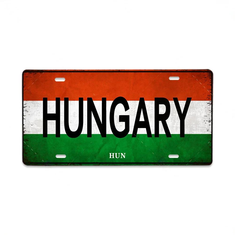 HD Metal Tin Sign World National Flags License Plate Style Vintage Retro Wall Art Decor for Home Bar Garage