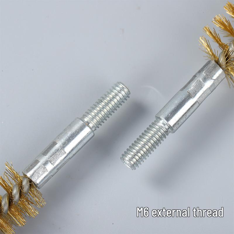 Copper Wire Pipe Brush for Polishing, Deburring & Rust Removal with M6 Teeth Screw 