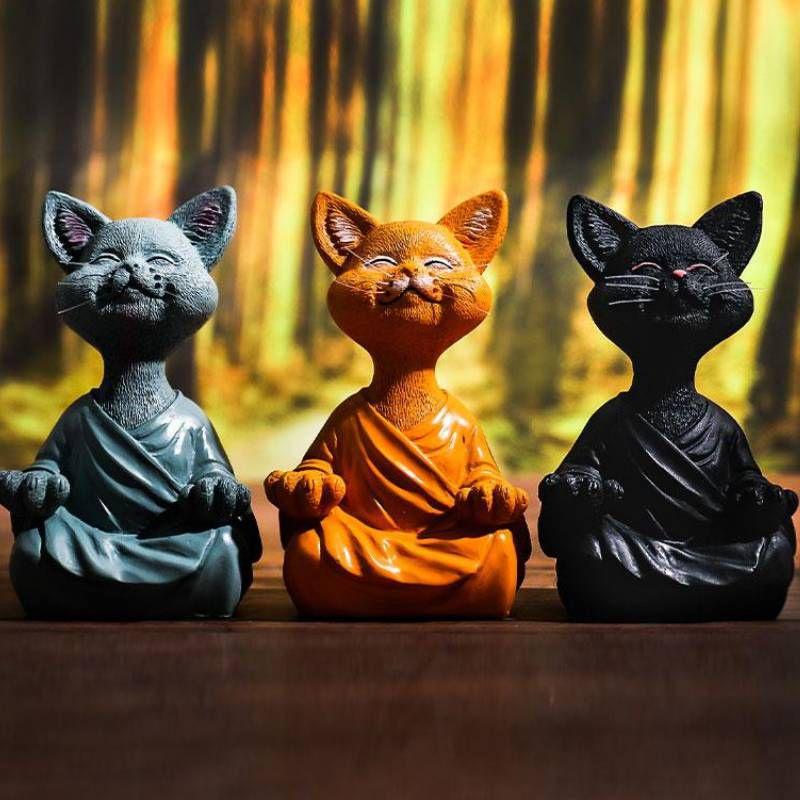 Cat Whimsical Buddha Figurine Meditation Yoga Collectible Home Decor Lover Gifts