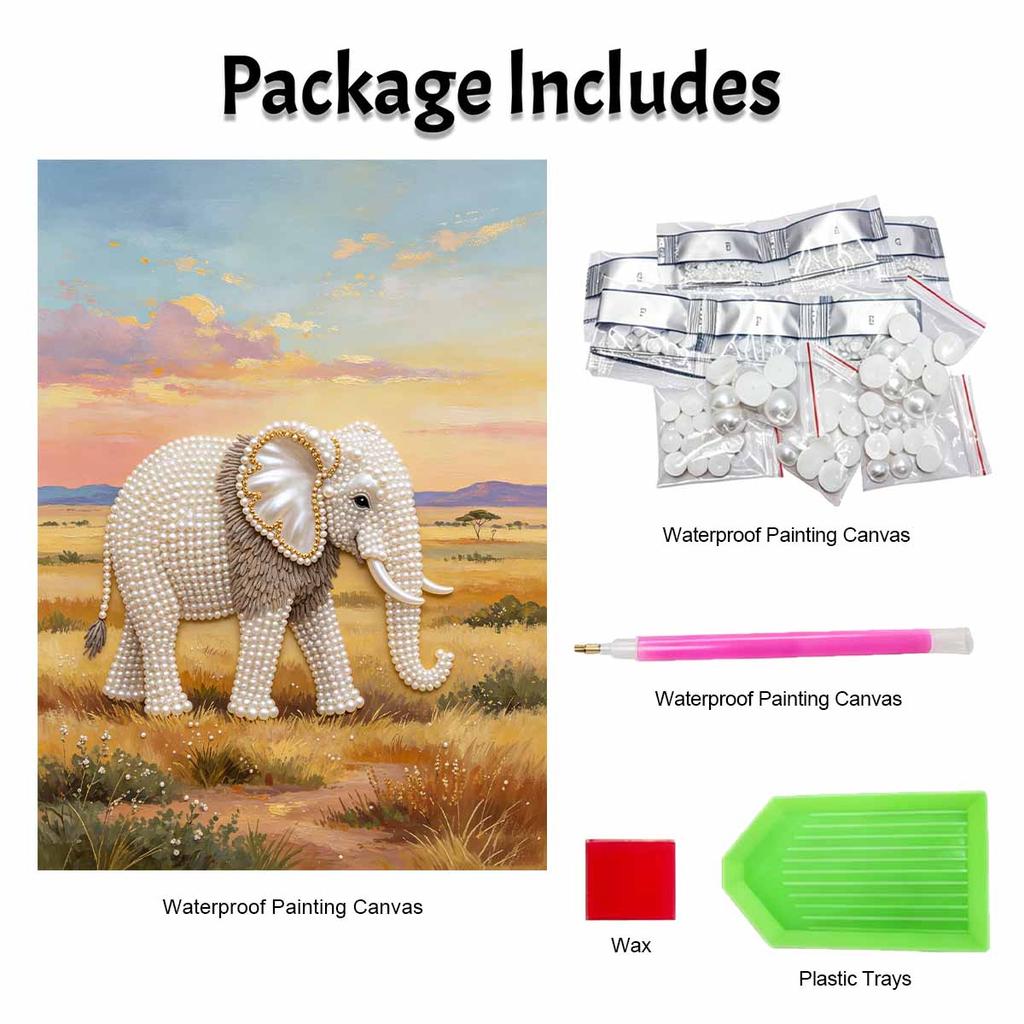 DIY Pearl Art Painting Majestic Elephant Handmade Craft Modern Wall Decor Leisure Relax Activity Nice Gift for Novice Art Practitioners HomeDecor