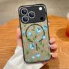 Translucent Matte Magnetic Case For iPhone 17 16 15 Pro 14 13 Pro Max 16e 17e For Magsafe Pink Flower Print Hard PC Back Cover