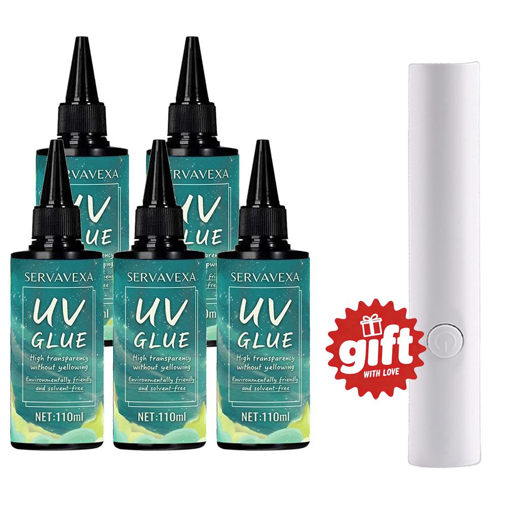SERVAVEXA UV Resin with Light 110ml, Clear Hard Type UV Glue Bubble Free Fast Curing No Yellowing for Craft Jewelry