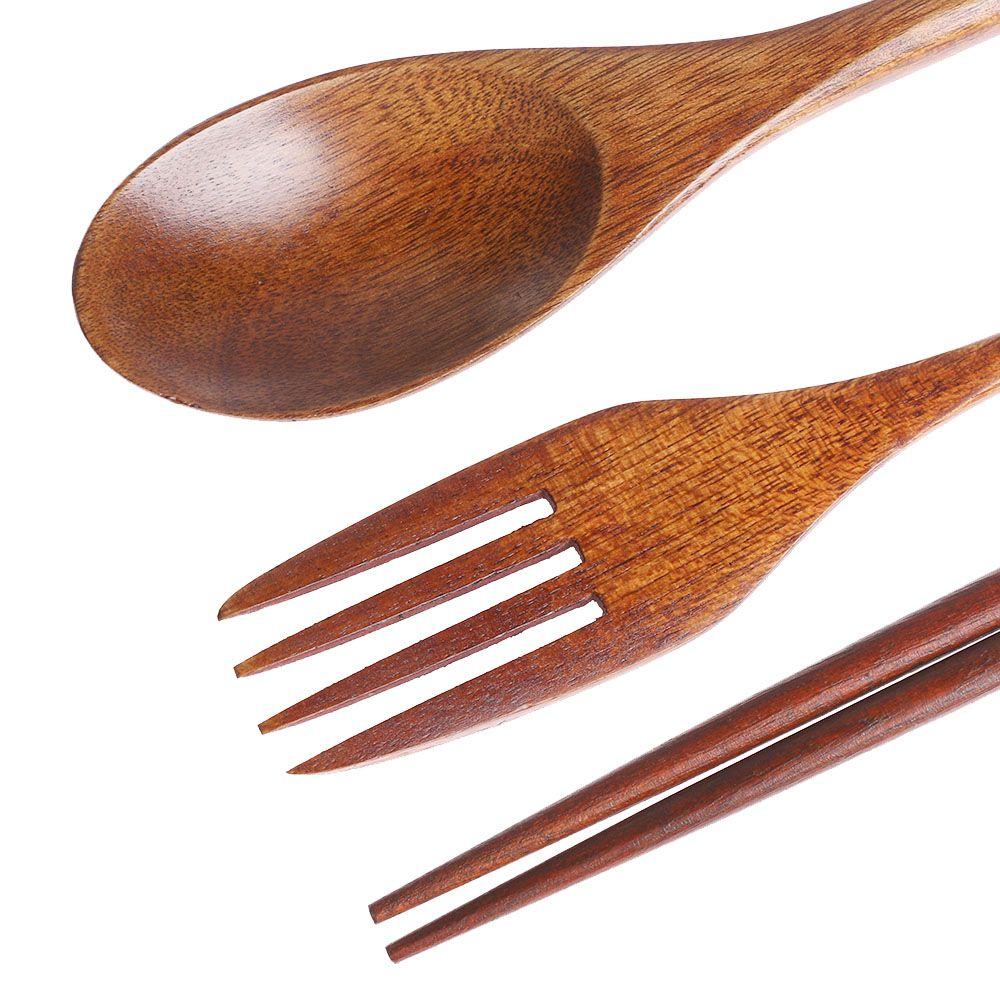 Cestovní přenosné ručně vyráběné lžíce, vidličky, hůlky v přírodní dřevěné látkové tašce