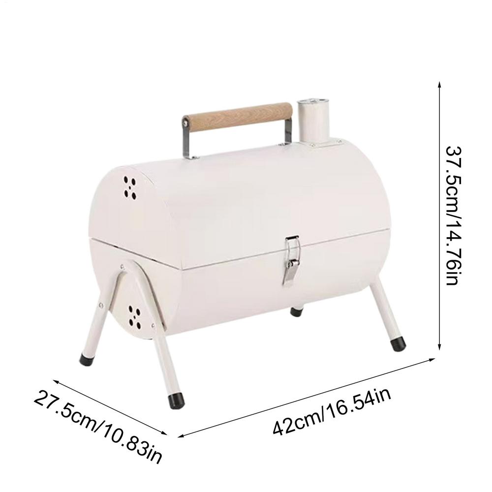 Barrel Grill Camping Barbecue Smoker Lightweight Ventilated Barbecue Barrel Grill for Porch Backyard Home Balcony Camping Patio