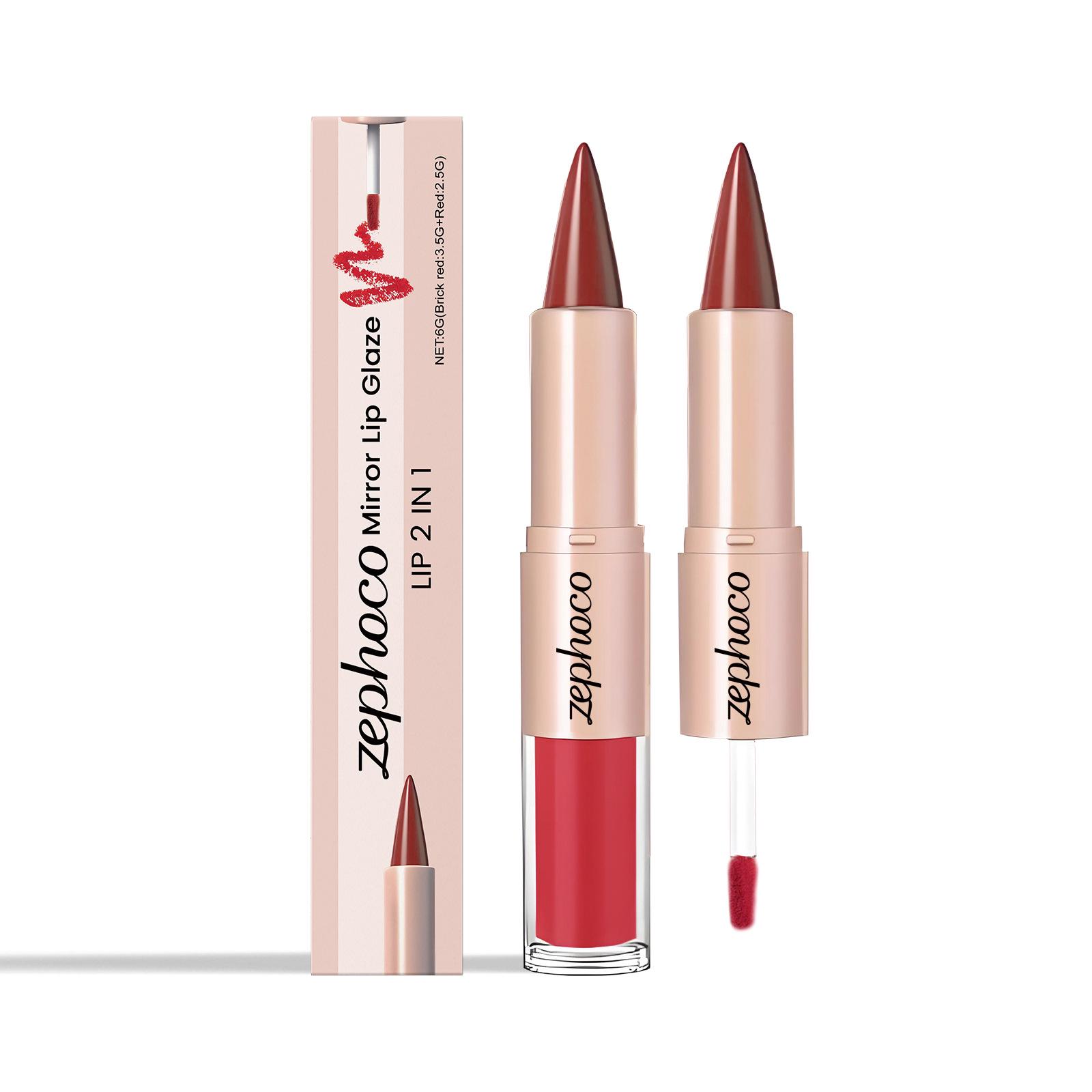 

Zephoco Brick Red Two-in-One Mirror Lipstick: Bright, Beautiful Color 6g (For Export Only, Not for Domestic Sale) brick червоний колір/червоний