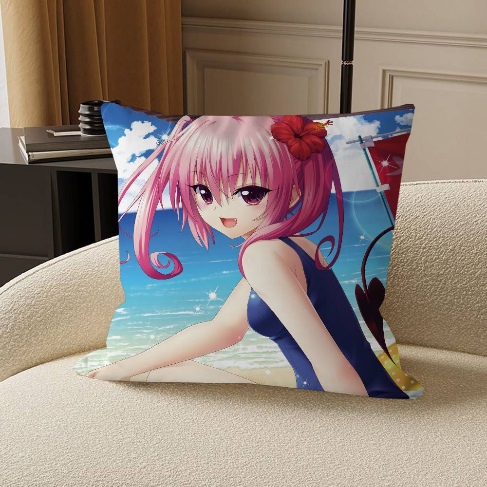 Anime T-To Love-Ru Personalized Pillow Cover Kids Bedroom Wild Party Decor Pillowcase Kid Birthday Shower Gift