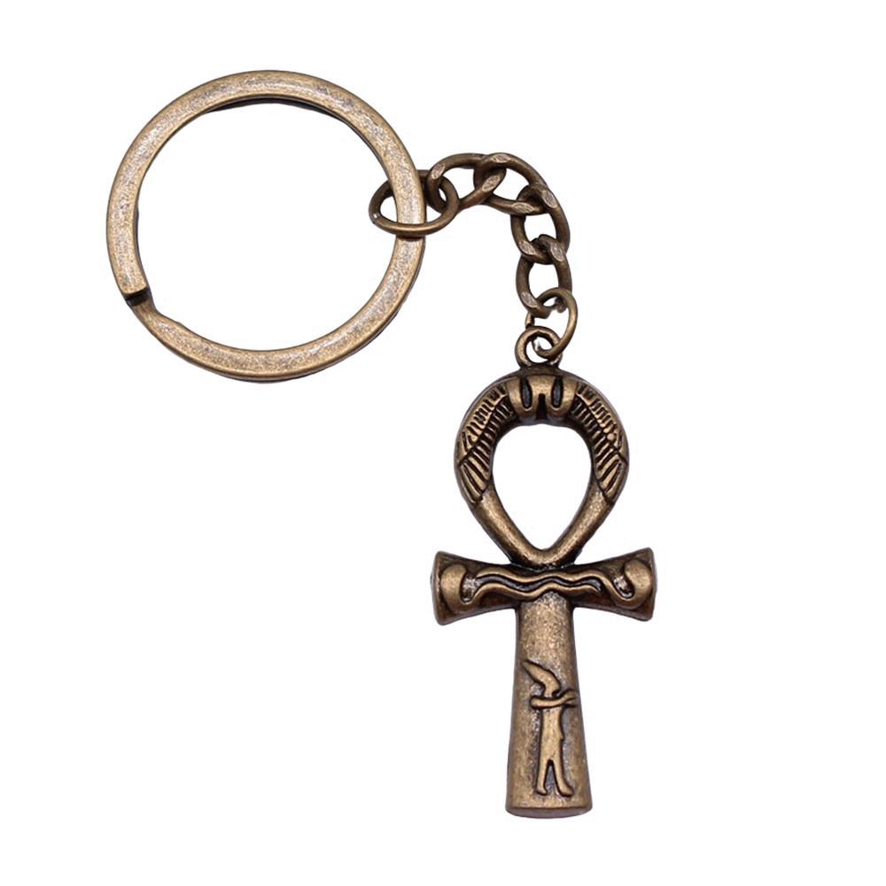 Portachiavi con Ciondolo Croce Ankh Amuleto Egiziano Portachiavi Anello 28mm