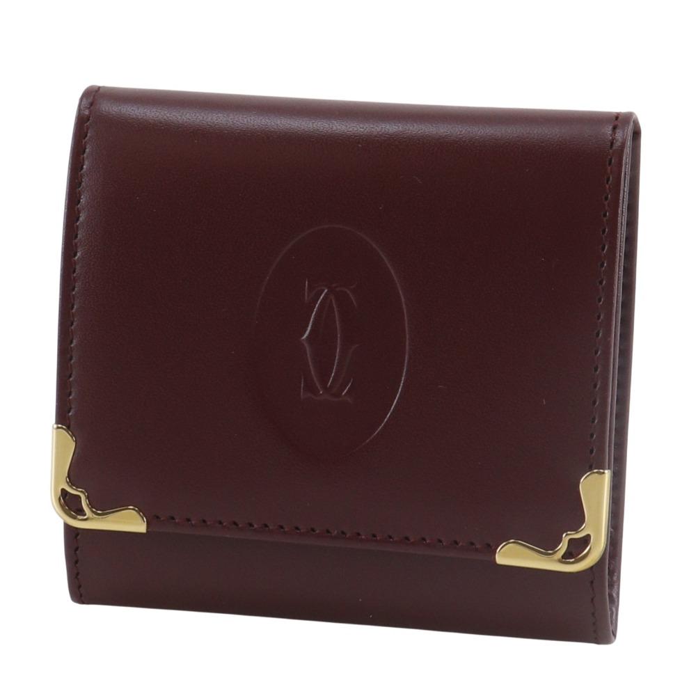 CARTIER Must Line Coin Purse Bordeaux Calfskin unisex Used