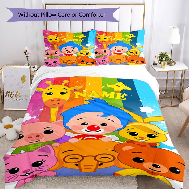 Set de lenjerie de pat Plim Plim cu Nume Personalizat 3 buc. Închidere cu fermoar pentru husa pilotei Include 1 husă de pilotă și 2 fețe de pernă, Moale și Confortabil pentru Toate Anotimpurile.