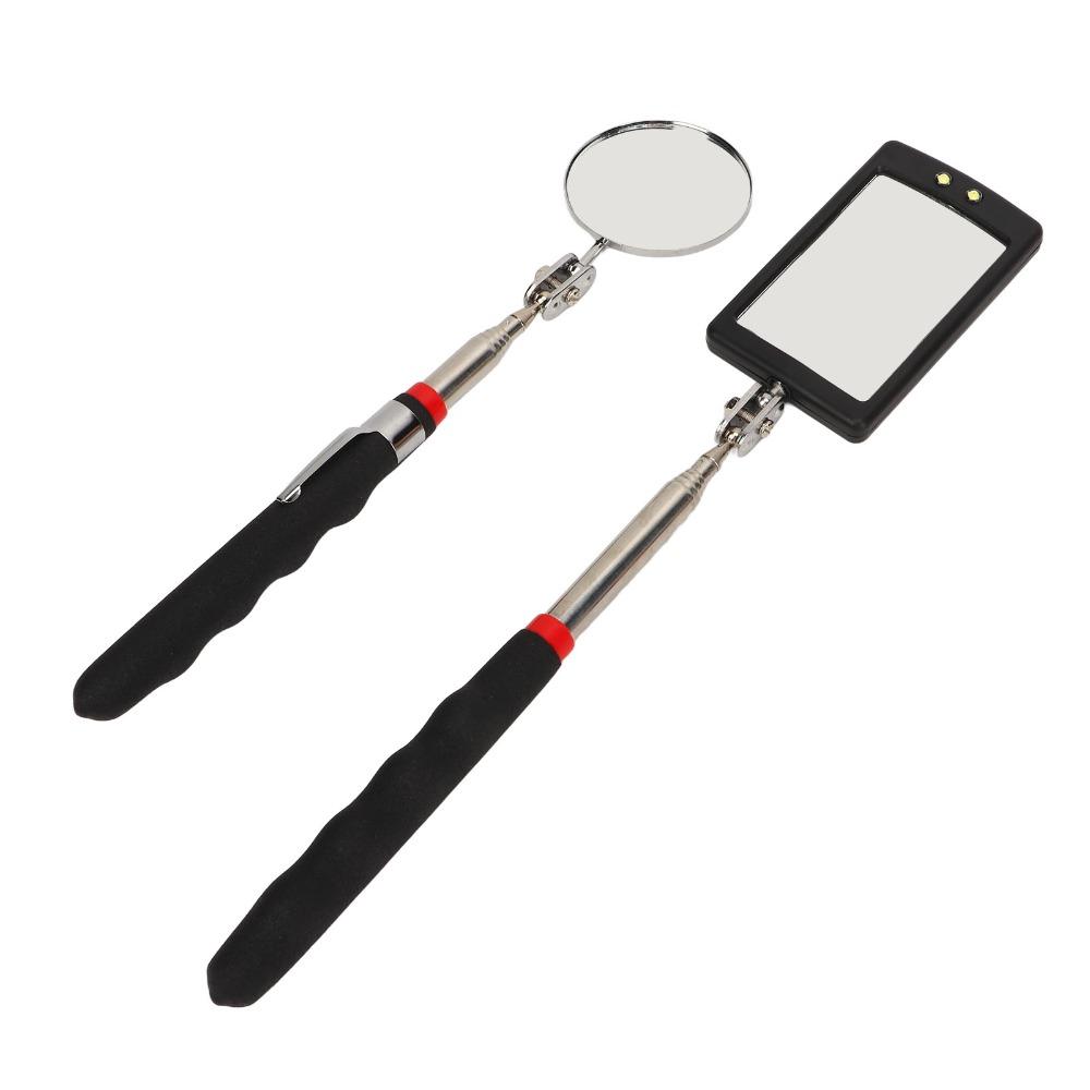 2pcs 360 Swivel Inspection Mirror Square Mirror LED Lighted Mirror Small Parts Observation