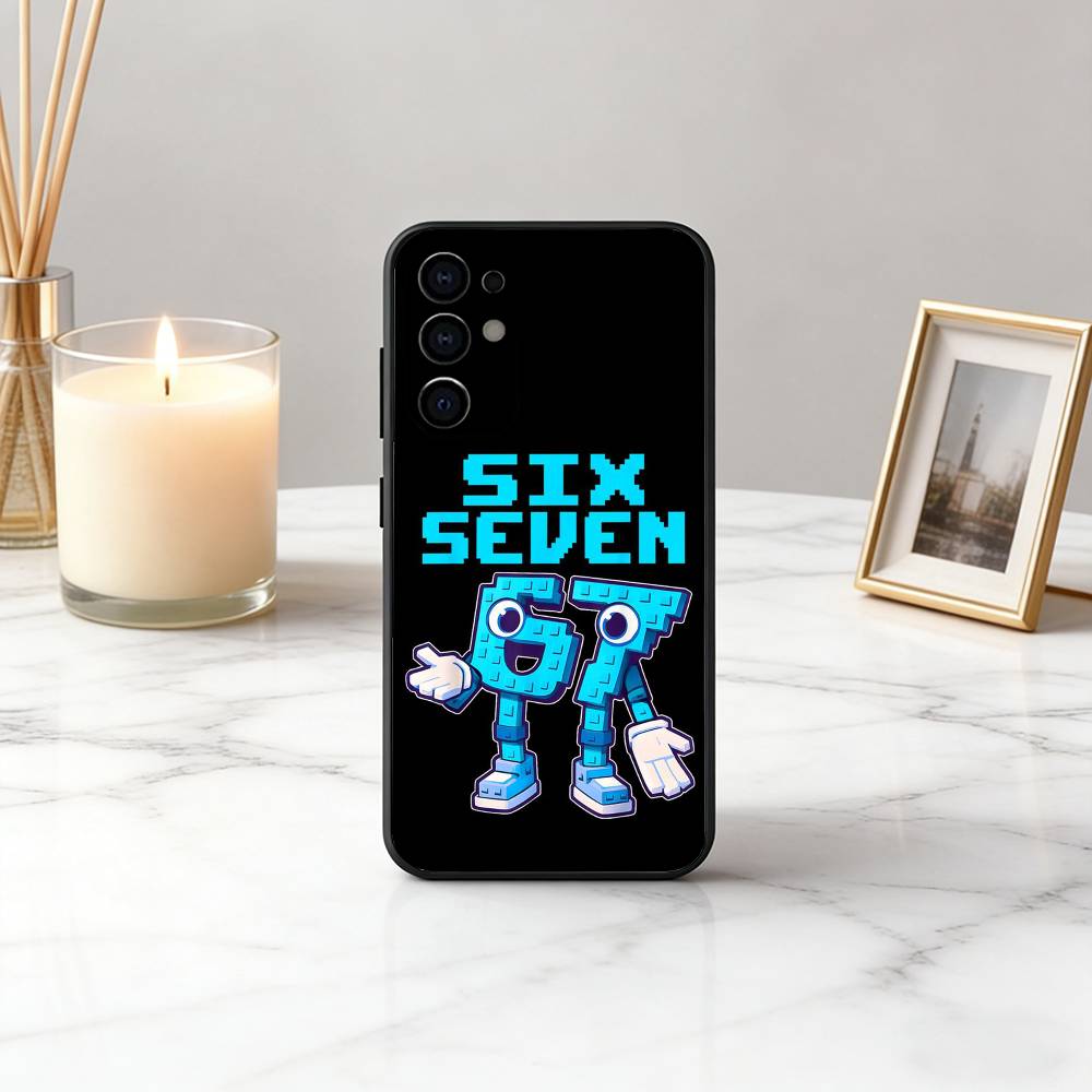 Custodia per Telefono Six Seven 67 SS in Silicone Morbido Nero Per Samsung S25,S24,S21,S22,S23,S30,Ultra,S20,Plus,Fe,Lite