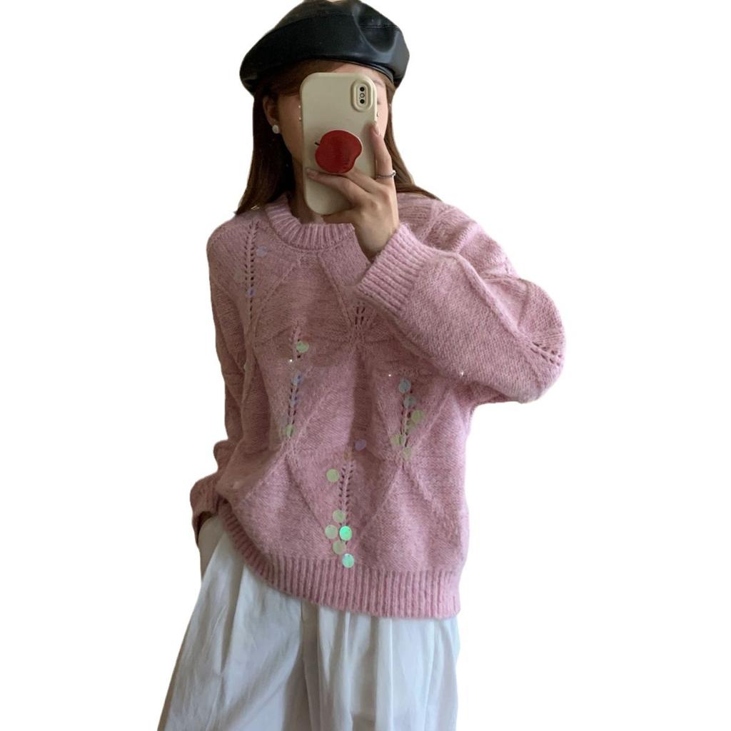 Women's Casual Long Sleeve Fall Winter Chunky Sweaters Crew Neck Solid Color Knitted Sweater for Women Oversized Pullover Tops Loose Fit Jumper