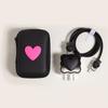 Korea Cute 3D Love Heart+EVA Storage Bag Set Charger Cover For iPhone 11 12 13 14 15 16 Pro Max 18W-20W Charge Protection Sleeve