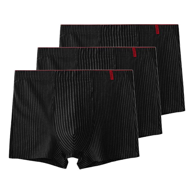 3 Pieces Men's Boxer Shorts Breathable Cotton Underwear Striped Underpants Male Panties U Convex Lingerie XL-5XL