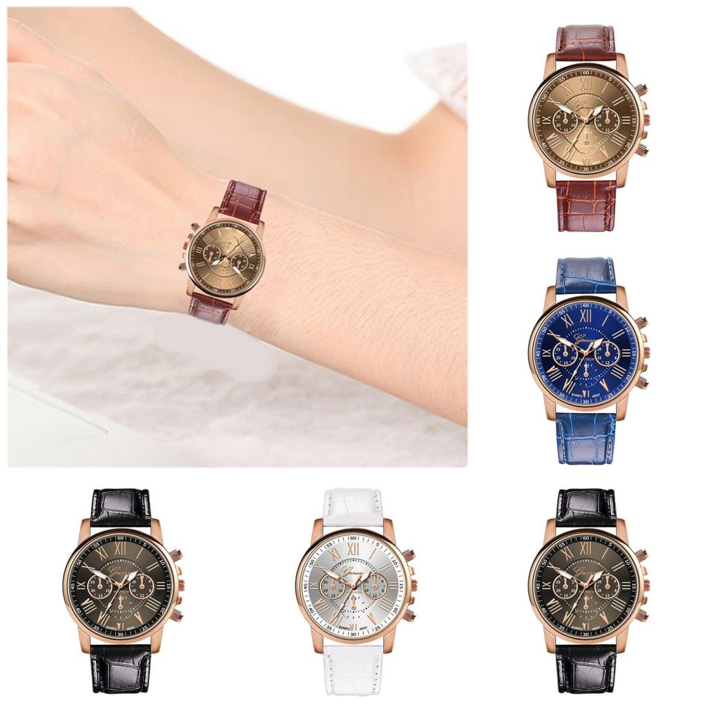 Women Leather Classic Quartz Watch Fashionable Wristwatch Accessory Gifts Girls