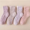 4Pairs Thickened Coral Fleece Socks Winter Mid Tube Socks Women Floor Plush Socks  For Female Men