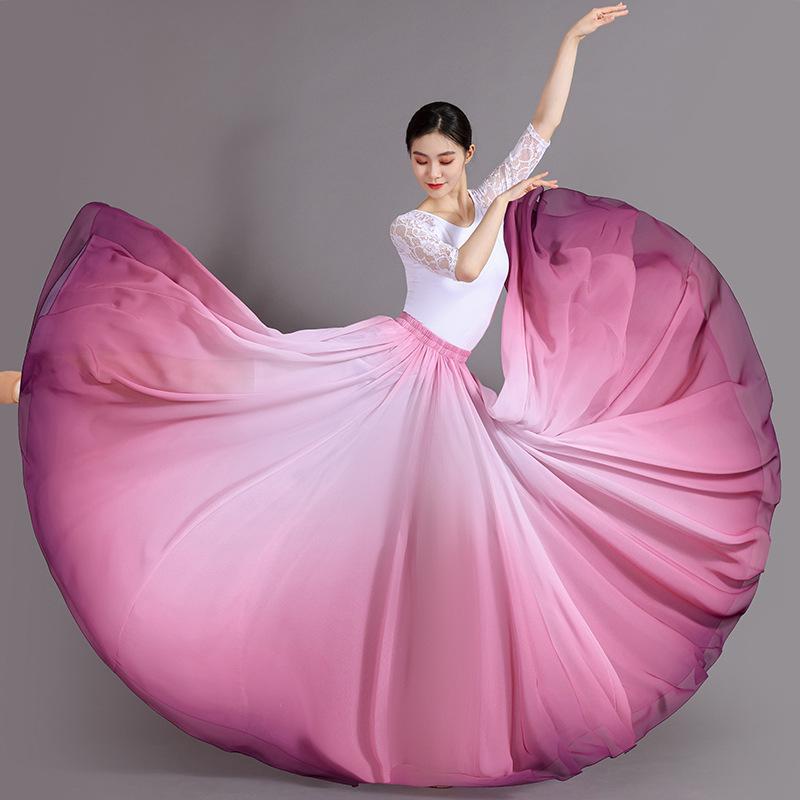 Xinjiang Meisjes Moderne Dans Chiffon Rok - 720 Graden Draai Oefen Kostuum