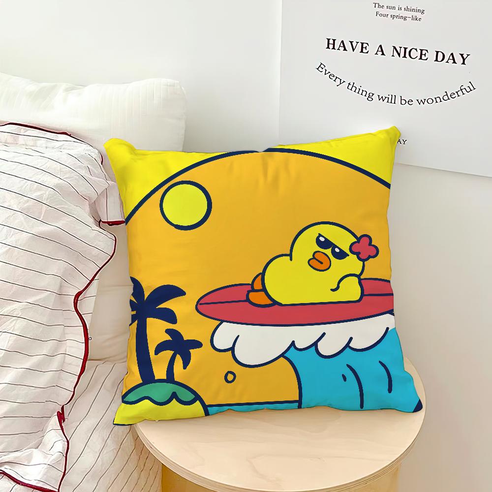 Cute Cartoon Art Duck L-line F-friends S-Sally Cushion Cover Soft Pillow Case for Sofa Living Room Home Decor Protective Covers