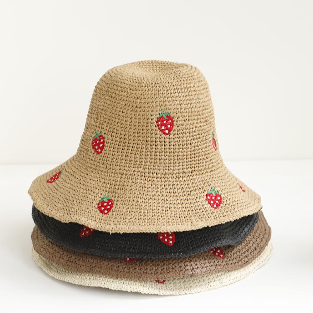 My Extreme Outdoor Activities Women's 2026 New Handmade High Quality Simple Strawberry Sun Hat Floppy Summer Hats For Beach Panama Straw Dome Bucket Hat 56-58Cm