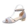 2025 Heels Casual Shoes Women's Open Toe Summer Gold Shoes Square Female Ankle Strap Low Heels Footwear