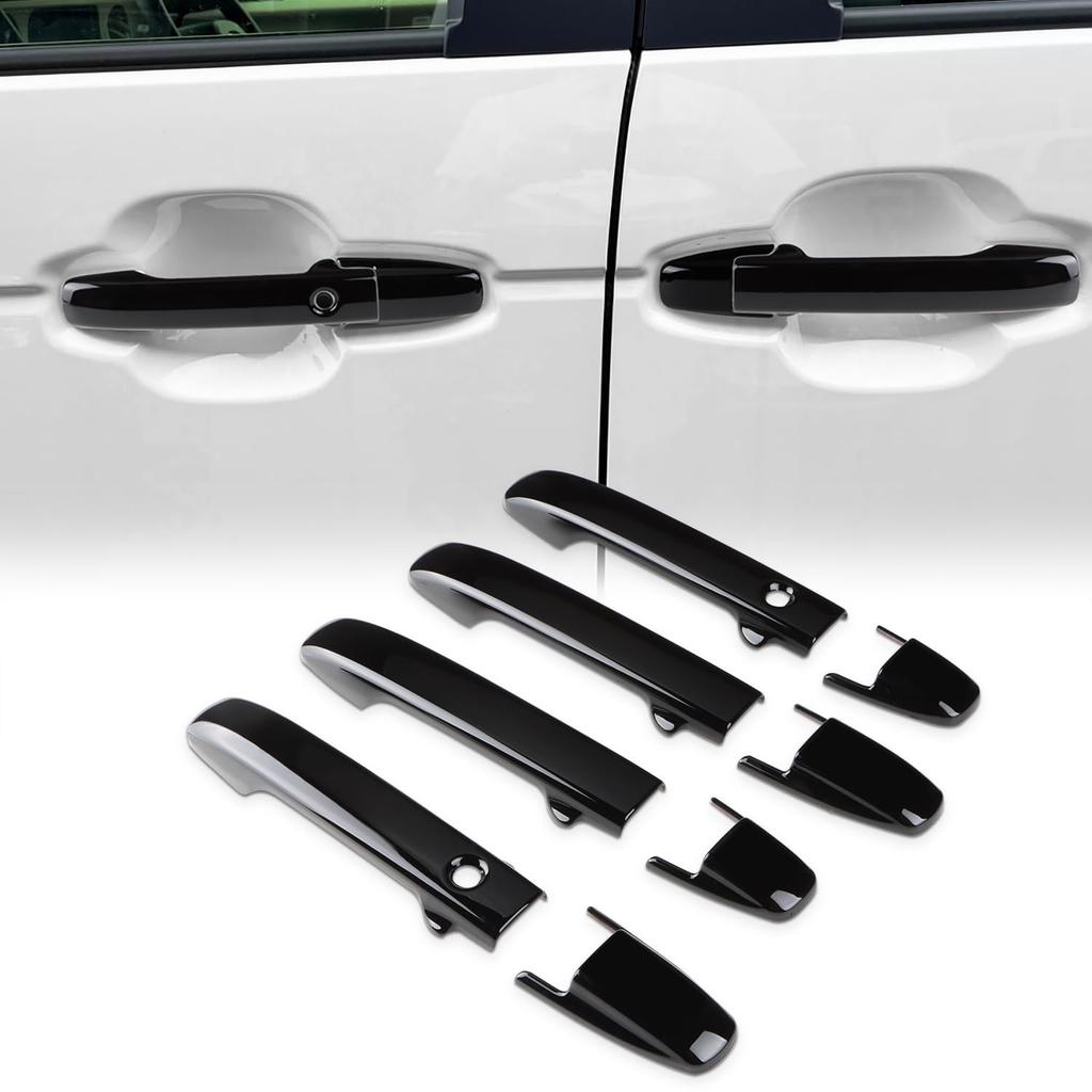 MARCHFA Door Knob Covers, Door Handle Garnishes, Piano Black for Honda N-BOX (3rd Generation) JF5/JF6