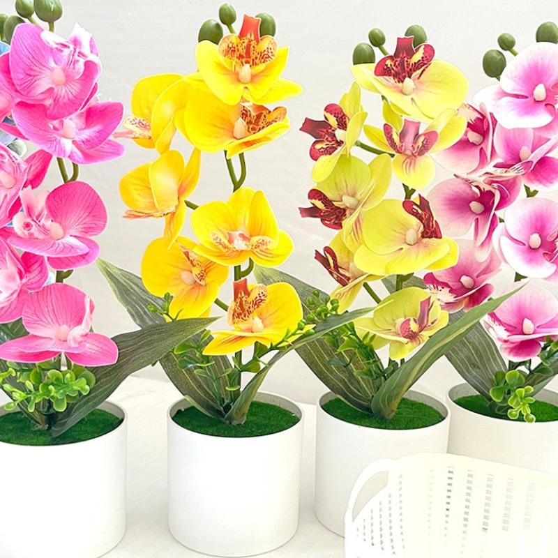 5 Plantas Simuladas de Phalaenopsis en Maceta para Decoración de Hogar y Oficina Plantas Pequeñas en Maceta Falso Bonsái Plantas Verdes