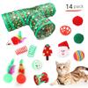 1 Set Christmas Cat Toys Cats Tunnel Rattle Ball Plush Mice Foldable 3-Way Tube Toy Interactive Play And Chew Toys for Indoor Cats And Kittens