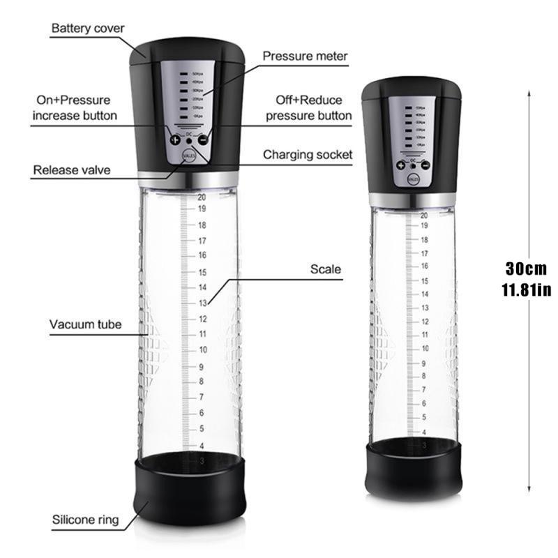 Electric Penis Pump Male Masturbator Vacuum Pump Extender Enlarger Dick Pump Cock Ring Adult Delayed Ejaculation Training 18+