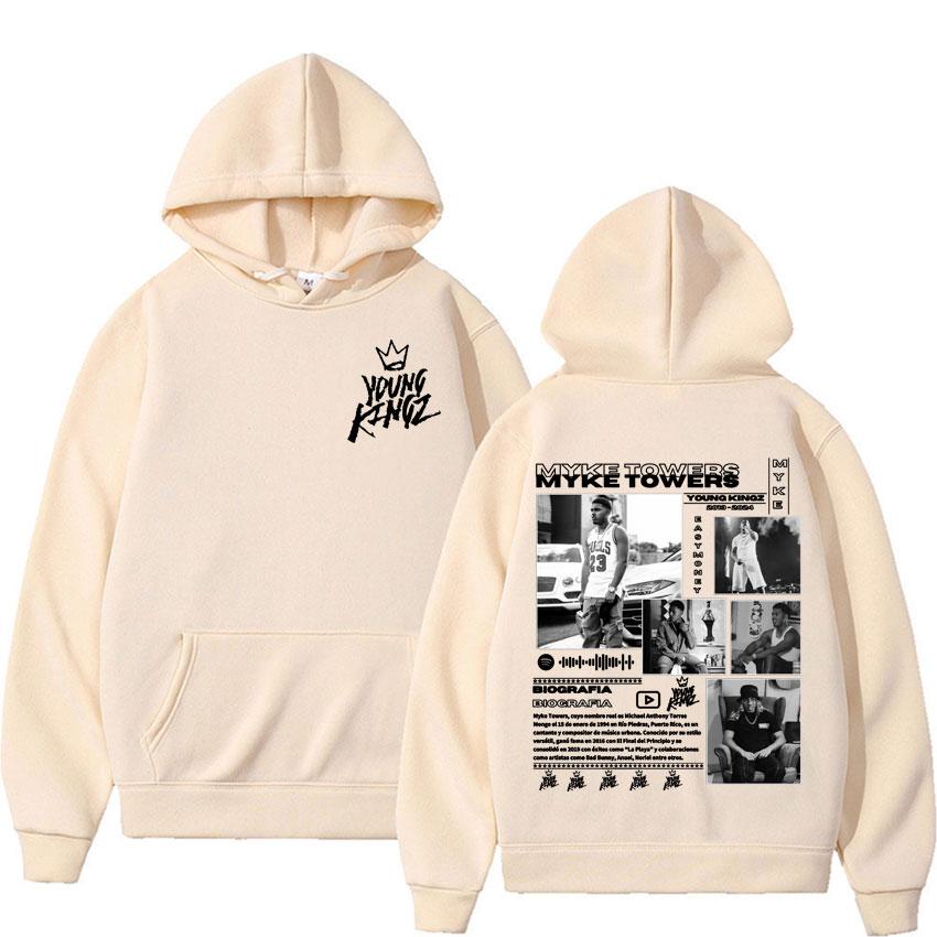 Rapper Myke Towers Men Oversize Hoodie Hip-hop Rock Pop Classic Sports Street Long-sleeve Autumn Winter Sweatshirt Clothing Top