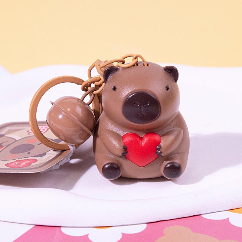 Kreativní svítící kapybara srdce Klíčenka a přívěsek na batoh pro Qixi Festival Valentýna
