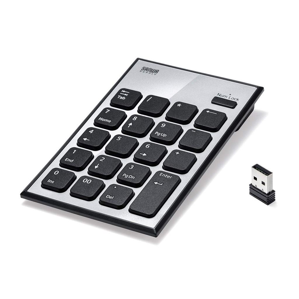 Sanwa Direct Wireless Numeric Keypad, Thin, Compact, Pantograph, Battery-Powered, 400-NT002