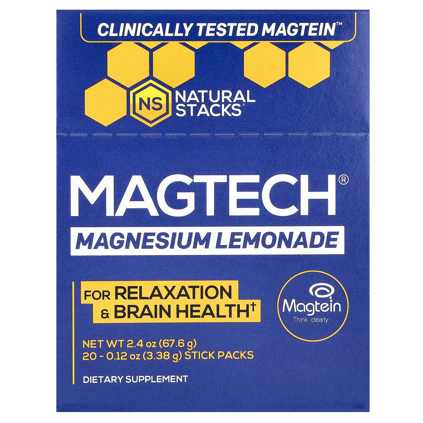 

Magtech, Magnesium, Lemonade Flavor, 20 Stick Packs, 3.38G (0.12Oz) Each
