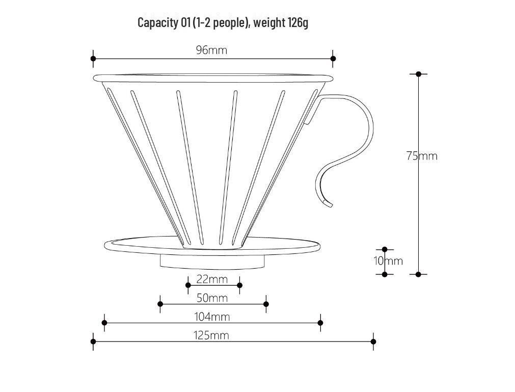 Embossed Stainless Steel Hand-Brew Coffee Drip Filter (V60 Compatible)