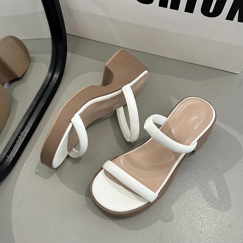 New Summer Open Toe Women's Slippers Fashion Ladies Outdoor Thick Bottom Dress Slide Sandals
