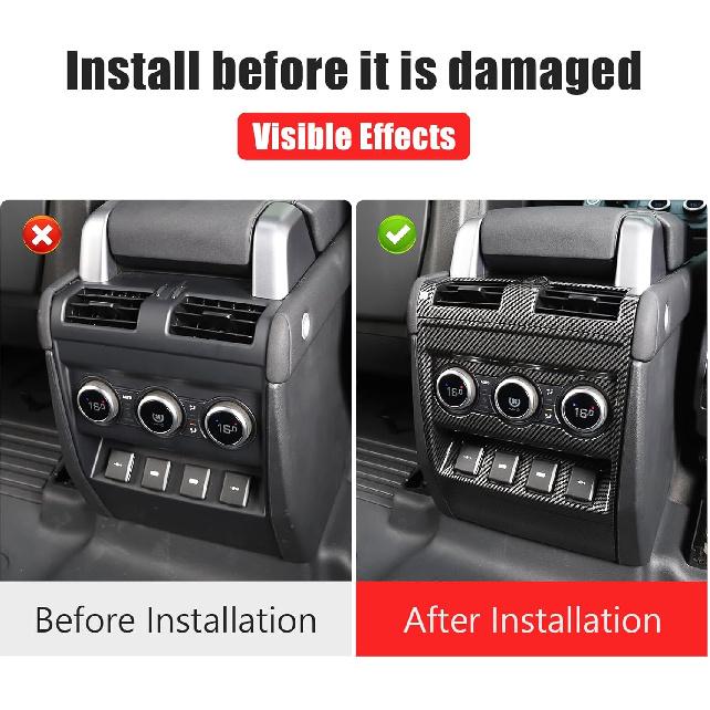 Hintere Anti-Kratz-Abdeckung für 2020-2025 2026 Land Rover Defender 90 110 130 Klimaanlagen-Lüftungsschlitze Schutzabdeckung Innenraum-Bedienknopf-Zierleiste Tuning