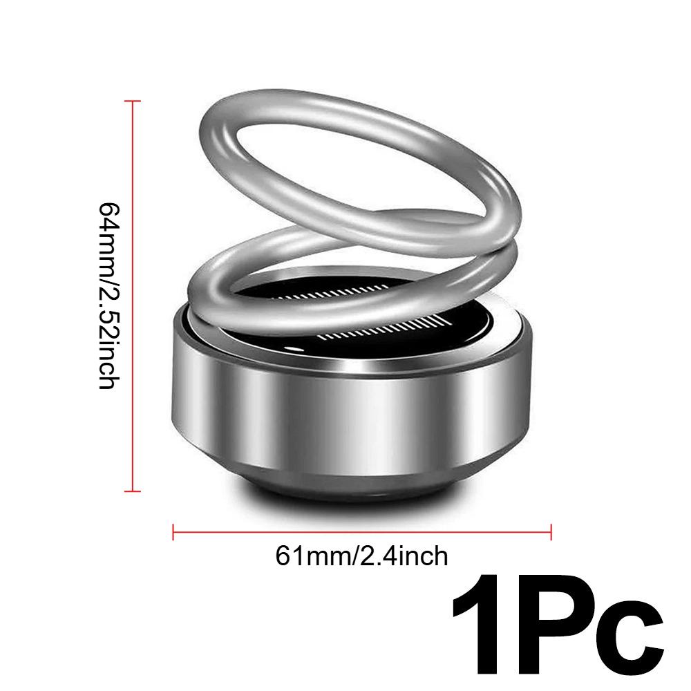 Car Solar Spinning Aroma Diffuser Aromatherapy Air Freshener Dual Ring Decor Odor Eliminator Long Lasting Vehicle Accessories