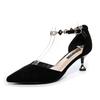 Autumn Women's Shoes 2025 New One-word Buckle High Heels Thin Heel Versatile Pointed Head Shallow Mouth Single Shoes Fairy Fairy Wind Middle Heel