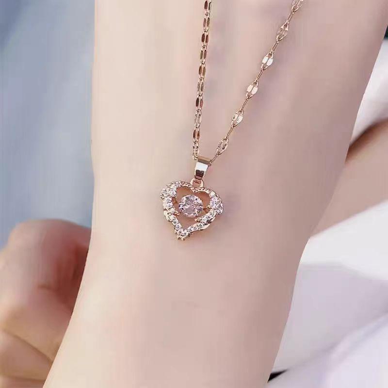 

Ожерелье из титановой стали Smart Ocean Heart Женское Легкая роскошь Простое Высококлассное Микровставка Циркон Подвеска-сердце Цепочка для ключицы